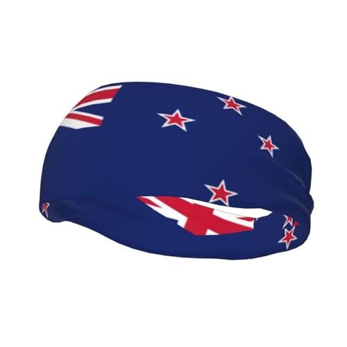 Bedruckte Junk-Banda-Stirnbänder mit neuseeländischer Flagge, leichte und atmungsaktive Sport-Stirnbänder zum Laufen, ideal für langes Haar von GaxfjRu