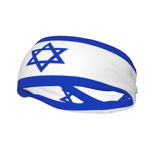 Bedruckte Junk-Bandana-Stirnbänder mit israelischer Flagge, leichte und atmungsaktive Sport-Stirnbänder zum Laufen, ideal für langes Haar von GaxfjRu