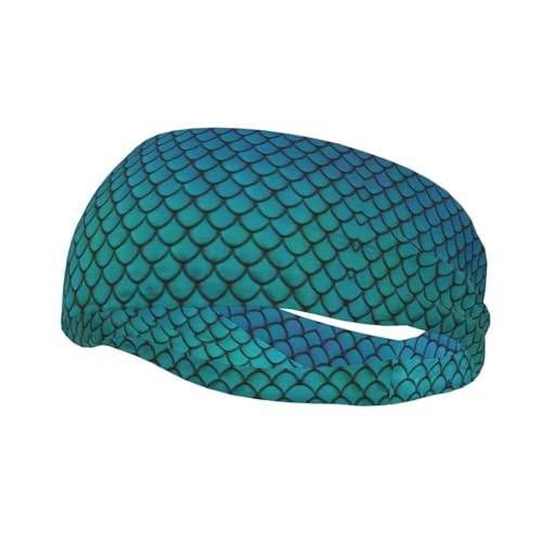 Blaue Fischschuppen-bedruckte Junk-Banda-Stirnbänder – leichte und atmungsaktive Sport-Stirnbänder zum Laufen – ideal für langes Haar von GaxfjRu