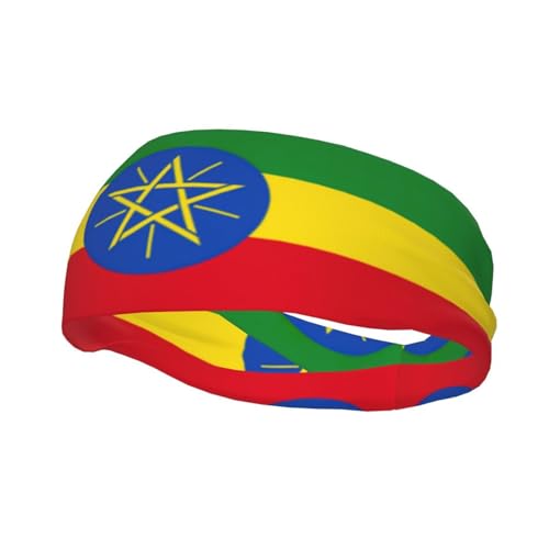 Flagge von Äthiopien, bedruckte Junk-Banda-Stirnbänder, leichte und atmungsaktive Sport-Stirnbänder zum Laufen, ideal für langes Haar von GaxfjRu