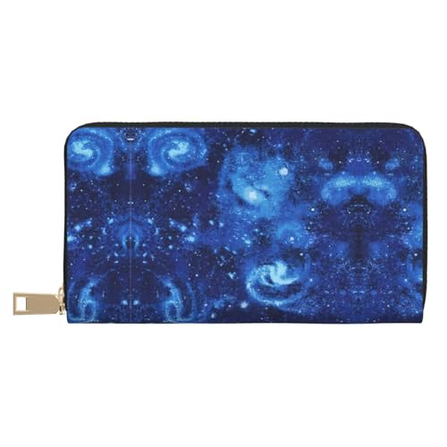 GaxfjRu Blue Lattice Stilvolle und praktische Damengeldbörse - Schlankes und schlankes Kreditkartenetui mit Reißverschlussfach, Blue Universe Space Galaxy, Einheitsgröße, Classic von GaxfjRu