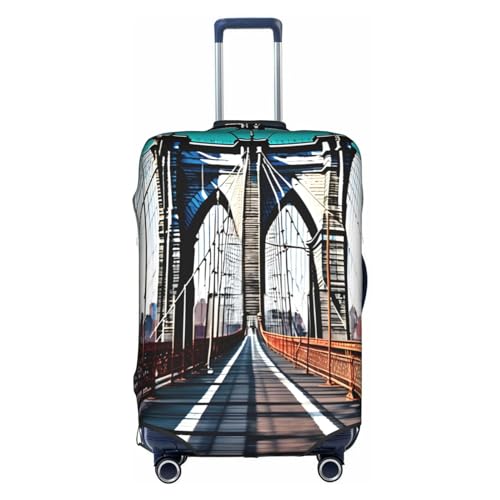GaxfjRu Brooklyn Bridge Personalisierte Gepäckabdeckung, TSA-geprüfte Koffer, Kofferabdeckungen für Gepäck, 71,1 cm, große Kofferhülle, Weiß, Medium von GaxfjRu
