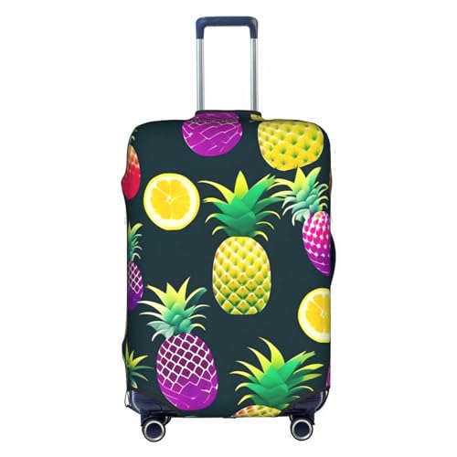 GaxfjRu Bunte Gepäckhülle mit Obst-Ananas-Motiv, personalisierbar, TSA-geprüft, Kofferabdeckungen für Gepäck, 71,1 cm, große Kofferhülle, Weiß, Large von GaxfjRu