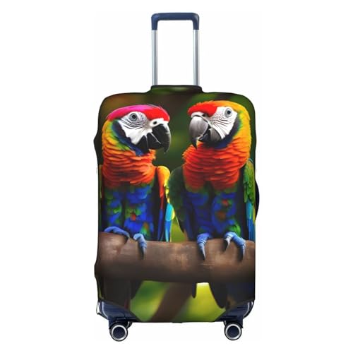 GaxfjRu Bunte Papageien auf Baum, personalisierbare Gepäckabdeckung, TSA-geprüft, Kofferabdeckungen für Gepäck, 71,1 cm, große Kofferhülle, Weiss/opulenter Garten, Medium von GaxfjRu
