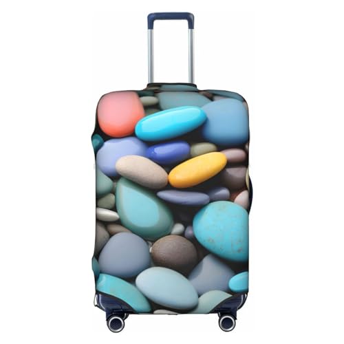 GaxfjRu Farbige Kieselsteine, personalisierbare Gepäckabdeckung, TSA-geprüfte Koffer, Kofferabdeckungen für Gepäck, 71,1 cm, großer Kofferbezug, Weiß, L, weiß, L von GaxfjRu