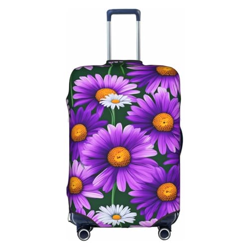 GaxfjRu Gepäckabdeckung, Motiv: lila Gänseblümchen, TSA-geprüft, Kofferabdeckungen für Gepäck, 71,1 cm, große Kofferhülle, Weiß, Small von GaxfjRu