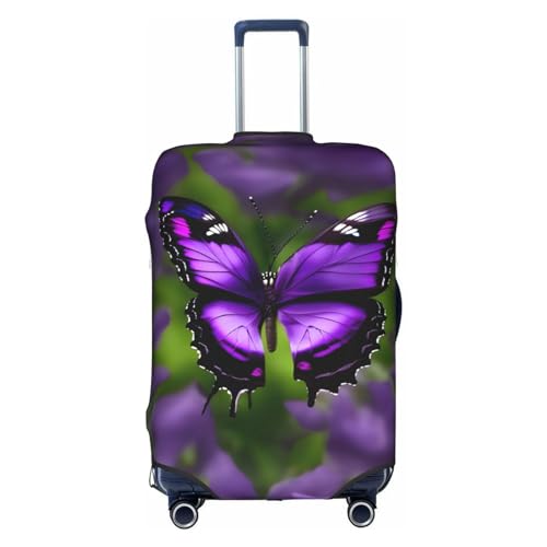 GaxfjRu Gepäckabdeckung, Motiv: violetter Schmetterling, TSA-geprüft, Kofferabdeckungen für Gepäck, 71,1 cm, große Kofferhülle, Weiß, Small von GaxfjRu