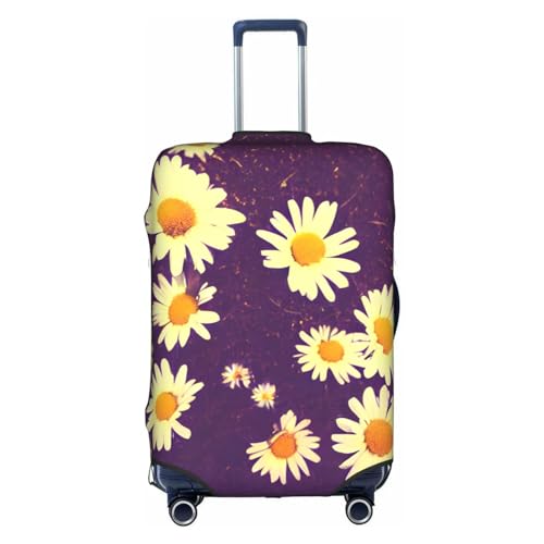 GaxfjRu Gepäckabdeckung mit Gänseblümchen-Motiv, personalisierbar, TSA-geprüft, Kofferabdeckungen für Gepäck, 71,1 cm, große Kofferhülle, Weiß, Medium von GaxfjRu