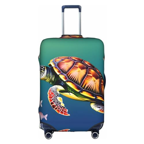 GaxfjRu Gepäckabdeckung mit Meeresschildkröte mit Fischen, personalisierbar, TSA-geprüft, Kofferabdeckungen für Gepäck, 71,1 cm, große Kofferhülle, Weiß, Large von GaxfjRu