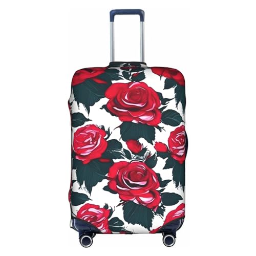 GaxfjRu Gepäckabdeckung mit Rosenblütenbild, personalisierbar, TSA-geprüft, Kofferabdeckungen für Gepäck, 71,1 cm, große Kofferhülle, Weiss/opulenter Garten, Large von GaxfjRu