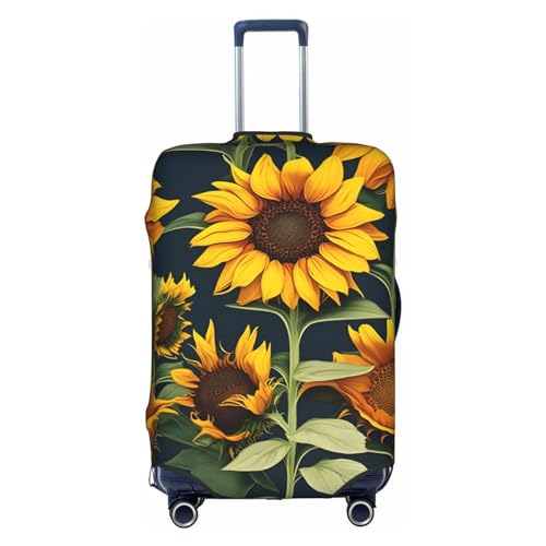 GaxfjRu Gepäckabdeckung mit Wildblumen, Sonnenblume, personalisierbar, TSA-geprüft, Kofferabdeckungen für Gepäck, 71,1 cm, große Kofferhülle, Weiss/opulenter Garten, Large von GaxfjRu