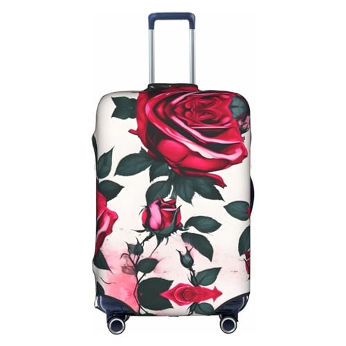 GaxfjRu Gepäckabdeckung mit blühenden Rosenblumen, personalisierbar, TSA-geprüft, Kofferabdeckungen für Gepäck, 71,1 cm, großer Kofferbezug, Weiß, Größe S, weiß, S von GaxfjRu