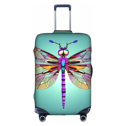 GaxfjRu Gepäckabdeckung mit niedlichem Libellenmuster, personalisierbar, TSA-geprüft, Kofferabdeckungen für Gepäck, 71,1 cm, große Kofferhülle, Weiß, Medium von GaxfjRu
