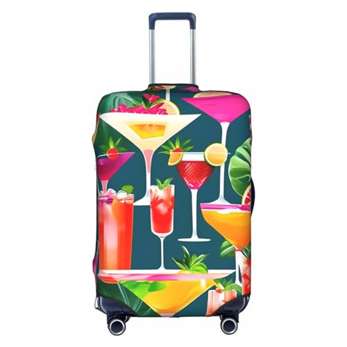 GaxfjRu Gepäckabdeckung mit tropischem Cocktail, personalisierbar, TSA-geprüft, Kofferabdeckungen für Gepäck, 71,1 cm, große Kofferhülle, Weiß, Medium von GaxfjRu