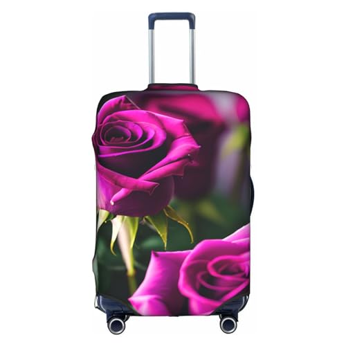 GaxfjRu Gepäckabdeckung mit violetten Rosen, personalisierbar, TSA-geprüft, Kofferabdeckungen für Gepäck, 71,1 cm, große Kofferhülle, Weiß, Small von GaxfjRu