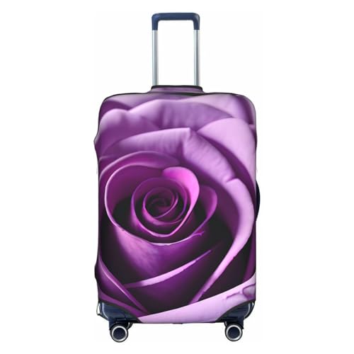 GaxfjRu Gepäckabdeckung mit violetter Rose, personalisierbar, TSA-geprüft, Kofferabdeckungen für Gepäck, 71,1 cm, große Kofferhülle, Weiß, Medium von GaxfjRu