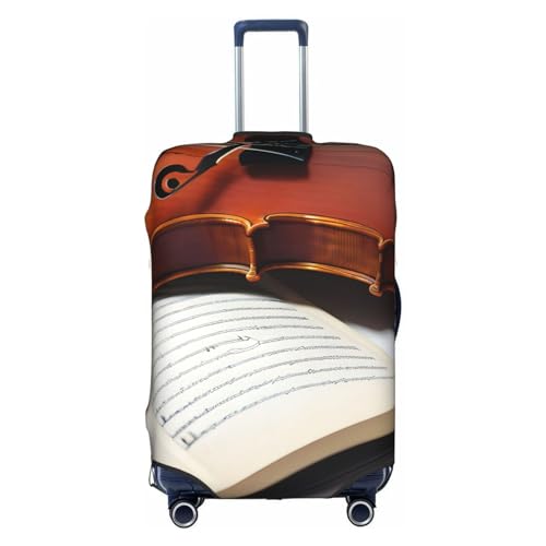 GaxfjRu Gepäckhülle für Violinenbuch, personalisierbar, TSA-geprüft, Kofferhüllen für Gepäck, 71,1 cm, große Kofferhülle, weiß, L von GaxfjRu