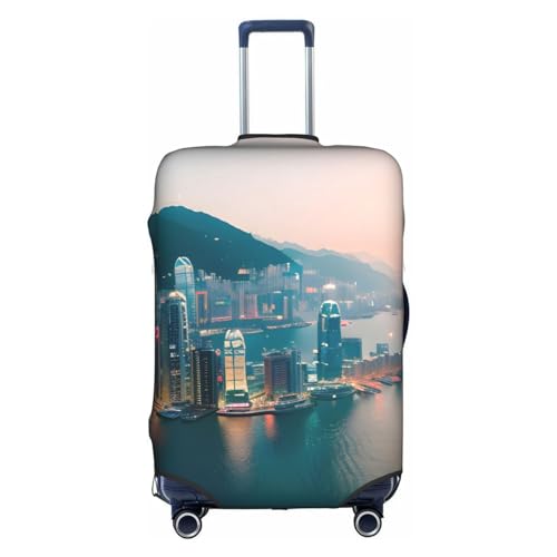 GaxfjRu Hong Kong Personalisierte Gepäckabdeckung, TSA-geprüfte Koffer, Kofferabdeckungen für Gepäck 71,1 cm, große Kofferabdeckung, Weiß, M, weiß, M von GaxfjRu