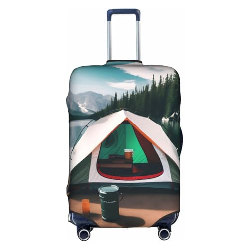 GaxfjRu Lake Camping Personalisierte Gepäckabdeckung, TSA-geprüfte Koffer, Kofferabdeckungen für Gepäck, 71,1 cm, große Kofferhülle, Weiss/opulenter Garten, X-Large von GaxfjRu