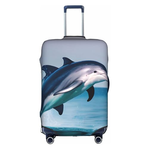 GaxfjRu Niedliche Delfin-Gepäckabdeckung, TSA-geprüft, Kofferabdeckungen für Gepäck, 71,1 cm, große Kofferhülle, Weiß, Large von GaxfjRu