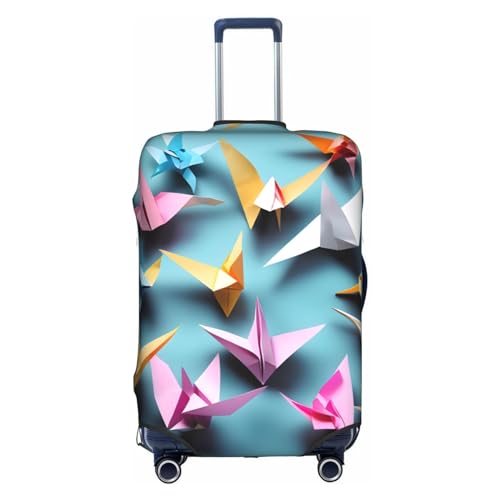 GaxfjRu Origami-Papierkraniche, personalisierbar, TSA-geprüfte Koffer, Kofferabdeckungen für Gepäck, 71,1 cm, große Kofferhülle, Weiß, Medium von GaxfjRu