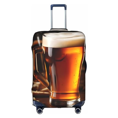 GaxfjRu Personalisierte Bier-Gepäckabdeckung, TSA-geprüft, Kofferabdeckungen für Gepäck, 71,1 cm, große Kofferhülle, Weiß, Medium von GaxfjRu