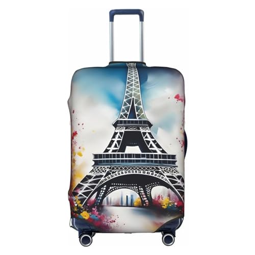 GaxfjRu Personalisierte Gepäckabdeckung, Motiv: Eiffelturm, Paris, TSA-geprüft, Kofferabdeckungen für Gepäck, 71,1 cm, große Kofferhülle, Weiß, Medium von GaxfjRu