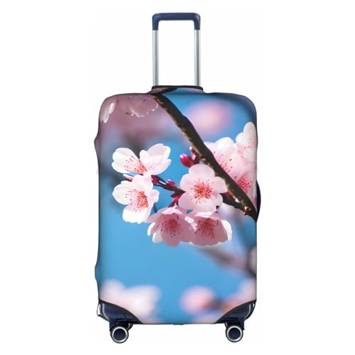 GaxfjRu Personalisierte Gepäckabdeckung, Motiv: rosa Kirschblüten, TSA-geprüft, Kofferabdeckungen für Gepäck, 71,1 cm, große Kofferhülle, Weiß, Medium von GaxfjRu