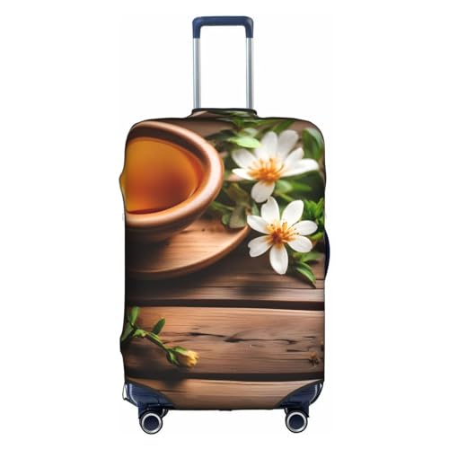 GaxfjRu Personalisierte Gepäckabdeckung, TSA-zugelassene Koffer, Kofferabdeckungen für Gepäck, 71,1 cm, große Kofferabdeckung, Blaugrün, Weiß, Medium von GaxfjRu