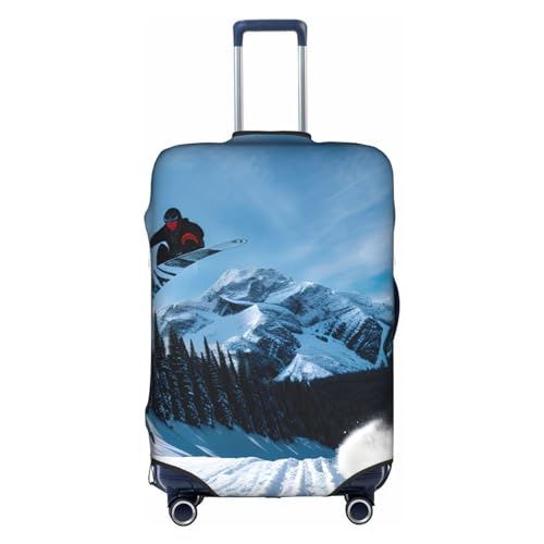 GaxfjRu Personalisierte Gepäckabdeckung für Snowboarden, TSA-geprüft, Kofferabdeckungen für Gepäck, 71,1 cm, große Kofferhülle, Weiß, Medium von GaxfjRu
