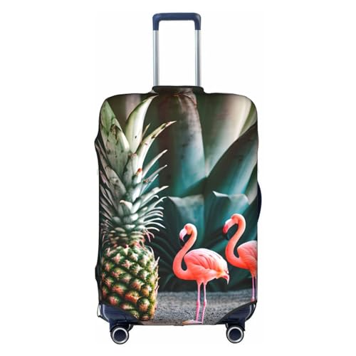 GaxfjRu Personalisierte Gepäckabdeckung mit Ananas-Flamingo, TSA-geprüft, Kofferabdeckungen für Gepäck, 71,1 cm, große Kofferhülle, Weiss/opulenter Garten, Small von GaxfjRu
