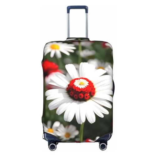 GaxfjRu Personalisierte Gepäckabdeckung mit Blumen und weißen Gänseblümchen, TSA-geprüft, Kofferabdeckungen für Gepäck, 71,1 cm, große Kofferhülle, Weiß, X-Large von GaxfjRu
