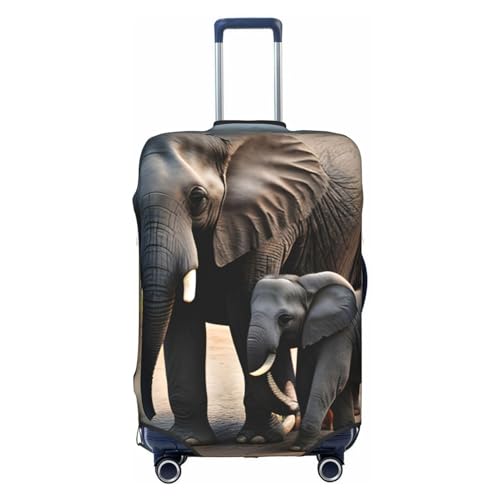 GaxfjRu Personalisierte Gepäckabdeckung mit Elefant und Baby-Elefant, TSA-geprüft, Kofferabdeckungen für Gepäck, 71,1 cm, große Kofferhülle, Weiß, Small von GaxfjRu