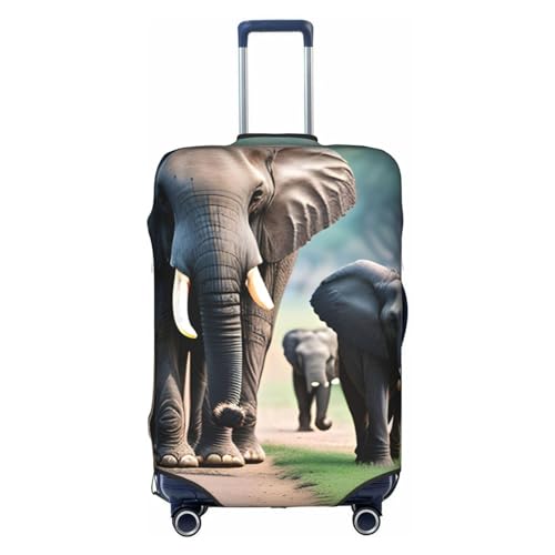 GaxfjRu Personalisierte Gepäckabdeckung mit Elefantenfamilie, TSA-geprüft, Kofferabdeckungen für Gepäck, 71,1 cm, große Kofferhülle, Weiß, Small von GaxfjRu