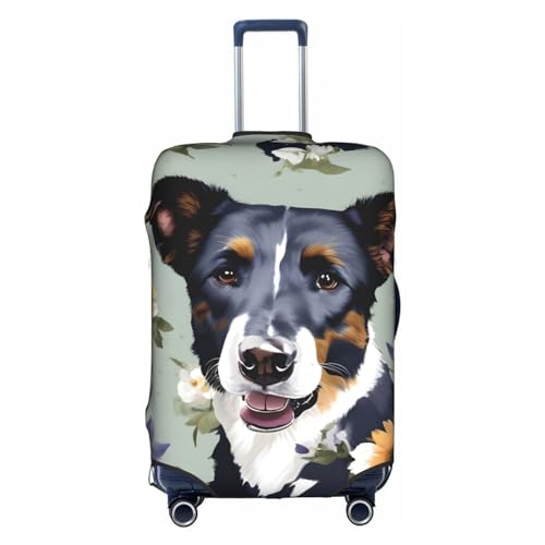 GaxfjRu Personalisierte Gepäckabdeckung mit Hundeblumen, TSA-geprüft, Kofferabdeckungen für Gepäck, 71,1 cm, große Kofferhülle, Weiß, Medium von GaxfjRu