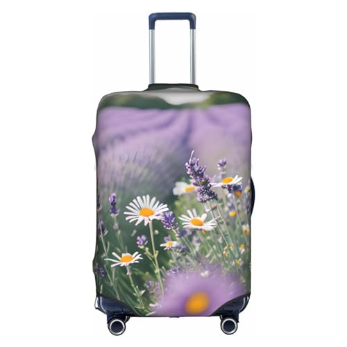 GaxfjRu Personalisierte Gepäckabdeckung mit Lavendel und Gänseblümchen, TSA-geprüft, Kofferabdeckungen für Gepäck, 71,1 cm, große Kofferhülle, Weiß, Large von GaxfjRu