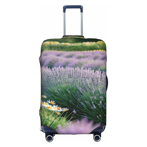 GaxfjRu Personalisierte Gepäckabdeckung mit Lavendel und Gänseblümchen, TSA-geprüft, Kofferabdeckungen für Gepäck, 71,1 cm, große Kofferhülle, Weiß, X-Large von GaxfjRu