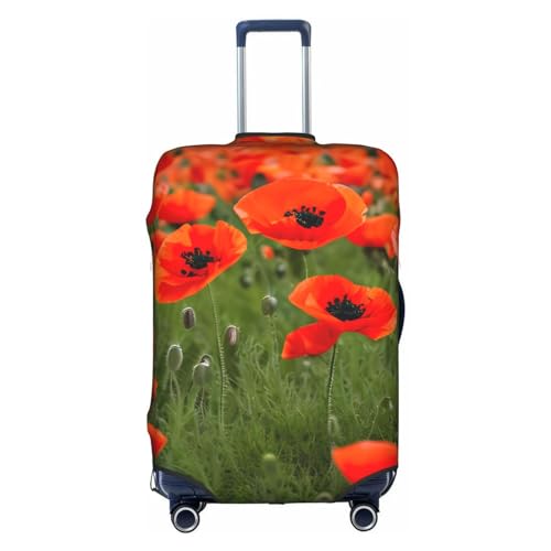 GaxfjRu Personalisierte Gepäckabdeckung mit Mohnblumen, TSA-zugelassen, Kofferabdeckungen für Gepäck, 71,1 cm, große Kofferhülle, Weiß, Small von GaxfjRu