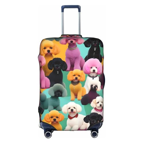 GaxfjRu Personalisierte Gepäckabdeckung mit Pudelhunden – TSA-zugelassene Koffer, Kofferabdeckungen für Gepäck 71,1 cm, große Kofferhülle, Weiß, Small von GaxfjRu