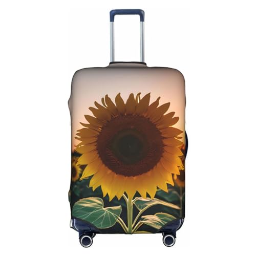 GaxfjRu Personalisierte Gepäckabdeckung mit Sonnenblume und Sonnenuntergang, TSA-geprüft, Kofferabdeckungen für Gepäck, 71,1 cm, große Kofferhülle, Weiß, Small von GaxfjRu