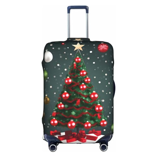 GaxfjRu Personalisierte Gepäckabdeckung mit Weihnachtsbaum und Ball, TSA-geprüft, Kofferabdeckungen für Gepäck, 71,1 cm, große Kofferhülle, Weiß, Medium von GaxfjRu