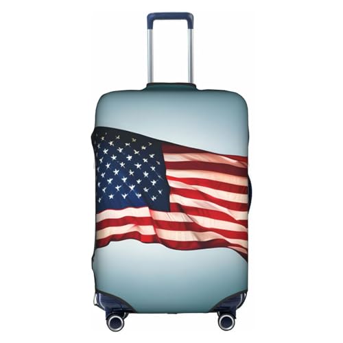 GaxfjRu Personalisierte Gepäckabdeckung mit amerikanischer Flagge, TSA-geprüft, Kofferabdeckungen für Gepäck, 71,1 cm, große Kofferhülle, Weiß, Medium von GaxfjRu