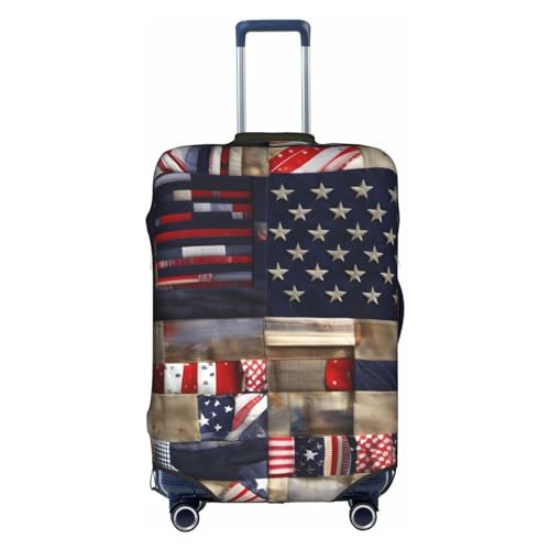 GaxfjRu Personalisierte Gepäckabdeckung mit amerikanischer Flagge, TSA-geprüft, Kofferabdeckungen für Gepäck, 71,1 cm, große Kofferhülle, Weiß, Small von GaxfjRu