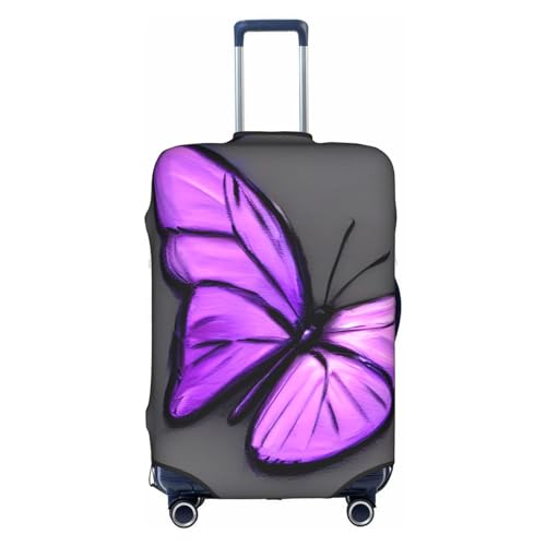 GaxfjRu Personalisierte Gepäckabdeckung mit violetten Schmetterlingen, TSA-geprüft, Kofferabdeckungen für Gepäck, 71,1 cm, große Kofferhülle, Weiß, X-Large von GaxfjRu