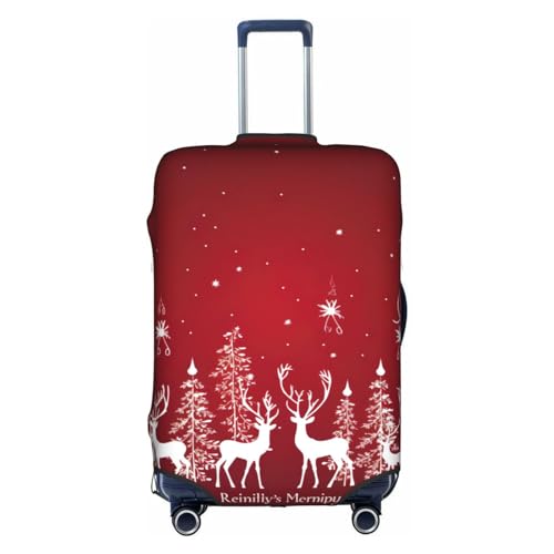 GaxfjRu Personalisierte Gepäckabdeckung mit weihnachtlichem Winterlandschaft, TSA-geprüft, Kofferabdeckungen für Gepäck, 71,1 cm, große Kofferhülle, Weiß, Small von GaxfjRu