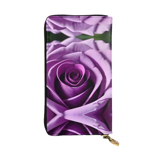GaxfjRu Purple Rose Damen-Geldbörse, kompaktes und sicheres Kreditkartenetui mit Reißverschlussfach, klein, Schwarz, Einheitsgröße, Classic von GaxfjRu