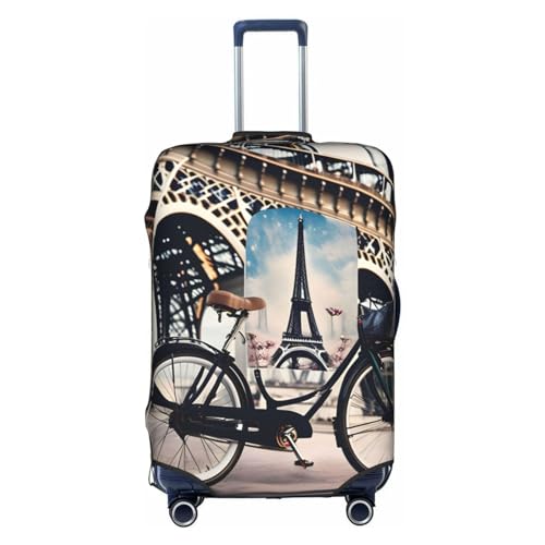 GaxfjRu Romantischer Paris Eiffelturm Fahrrad-Gepäckabdeckung, personalisierbar, TSA-geprüft, Kofferabdeckungen für Gepäck, 71,1 cm, große Kofferhülle, Weiß, Large von GaxfjRu