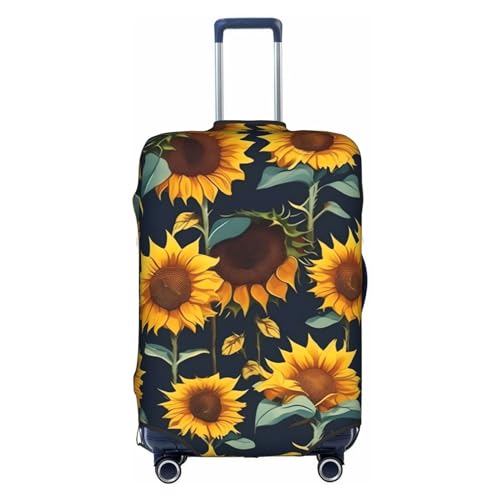 GaxfjRu Schöner Sonnenblumen-Aufdruck, personalisierte Gepäckabdeckung, TSA-geprüft, Kofferabdeckungen für Gepäck, 71,1 cm, große Kofferhülle, Weiß, Medium von GaxfjRu