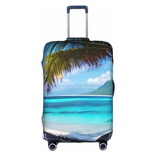 GaxfjRu Tahiti Beach Personalisierte Gepäckabdeckung, TSA-geprüfte Koffer, Kofferabdeckungen für Gepäck, 71,1 cm, große Kofferhülle, Weiss/opulenter Garten, Large von GaxfjRu