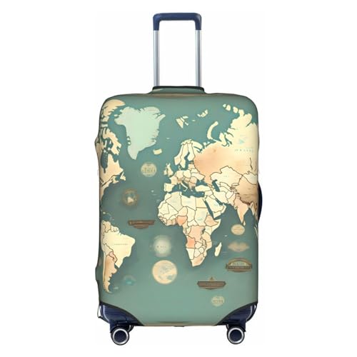 GaxfjRu Weltkarten-Gepäckabdeckung, personalisierbar, TSA-geprüft, Kofferabdeckungen für Gepäck, 71,1 cm, große Kofferhülle, Weiß, Large von GaxfjRu